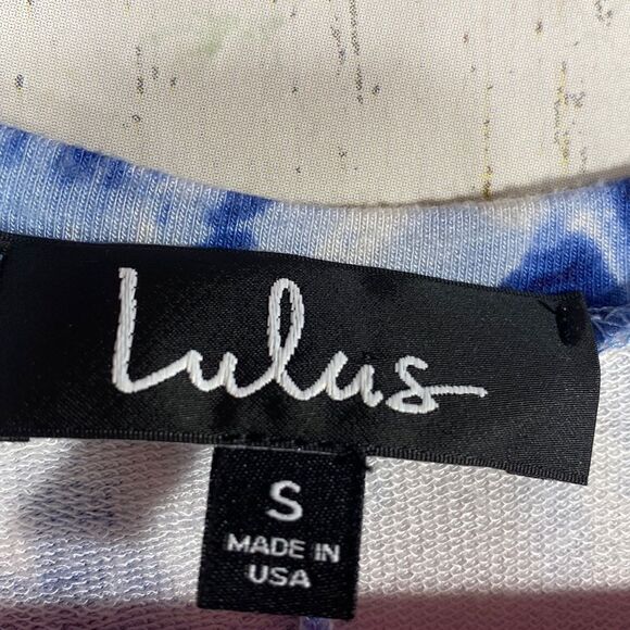 Lulus Blue Tie Dye Slit Maxi Dress S Boho Beachwear Resort Surf Girl Coastal - Picture 6 of 16